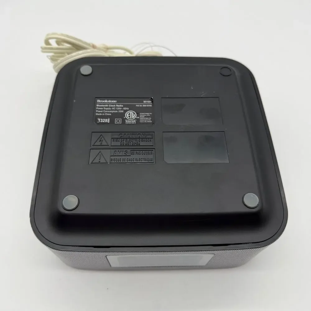 Brookstone 851551 Bluetooth Clock Radio FM Alarm Speaker Tested & Working